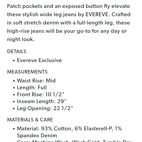 EVEREVE White wide Leg Denim Size 30 - Picture 5 of 5